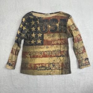 Y2K Skinny Minnie USA Flag Long Sleeve‎ AOP Women's Shirt Med/Large